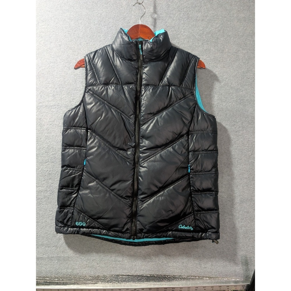 Cabela's Goose Down‎ Vest Women S Black 650 Fill Puffer Outdoor